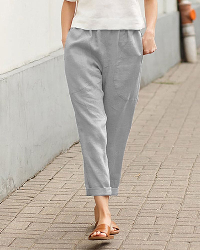 Nora | Women’s Cropped Pull-On Pants with Rolled-Up Edges