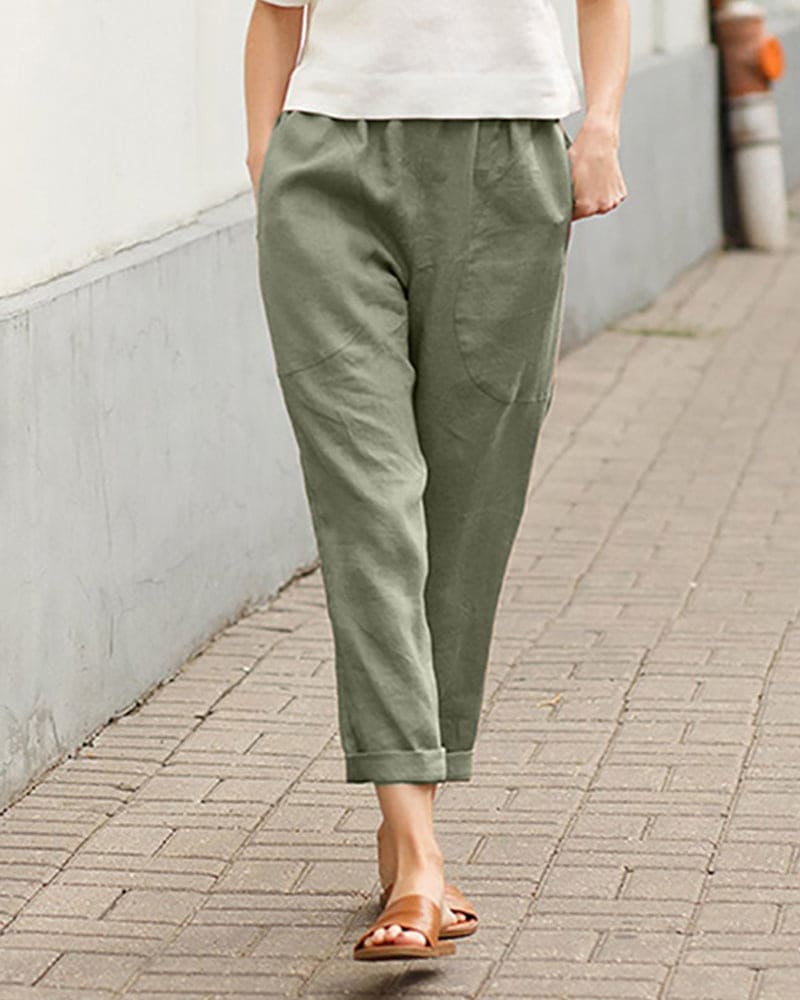 Nora | Women’s Cropped Pull-On Pants with Rolled-Up Edges