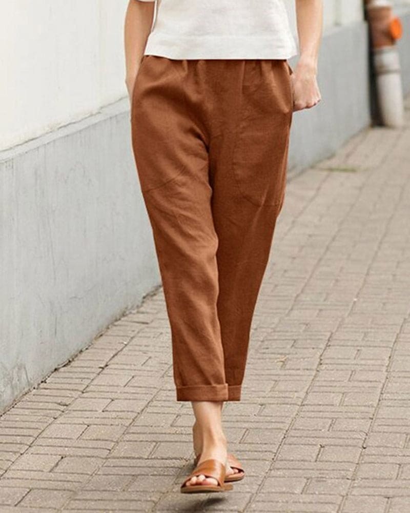 Nora | Women’s Cropped Pull-On Pants with Rolled-Up Edges