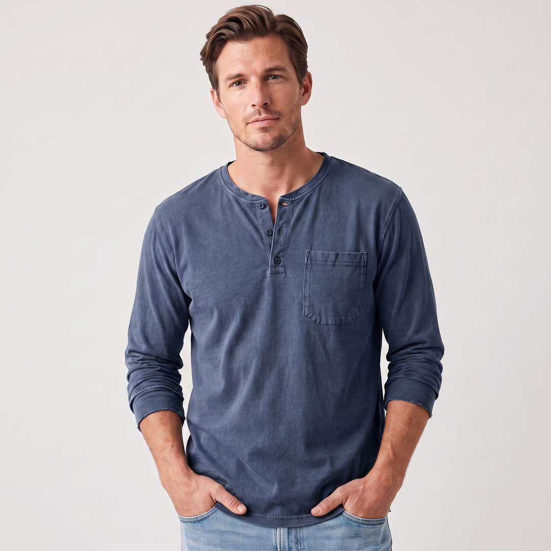 Jonah | Men’s Long-Sleeve Henley Shirt with Chest Pocket