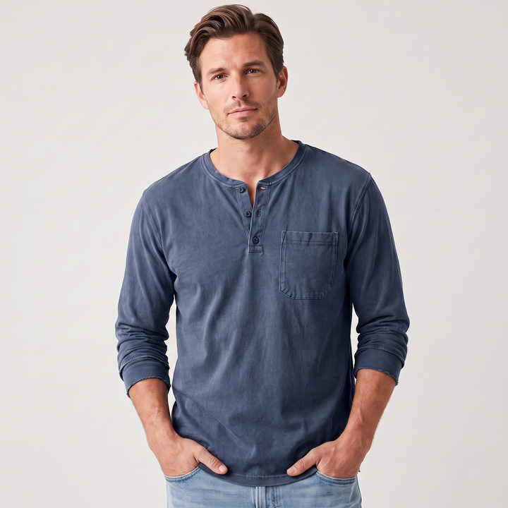 Jonah | Men’s Long-Sleeve Henley Shirt with Chest Pocket