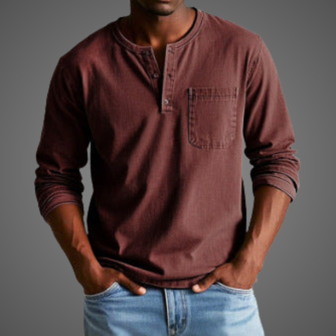 Jonah | Men’s Long-Sleeve Henley Shirt with Chest Pocket