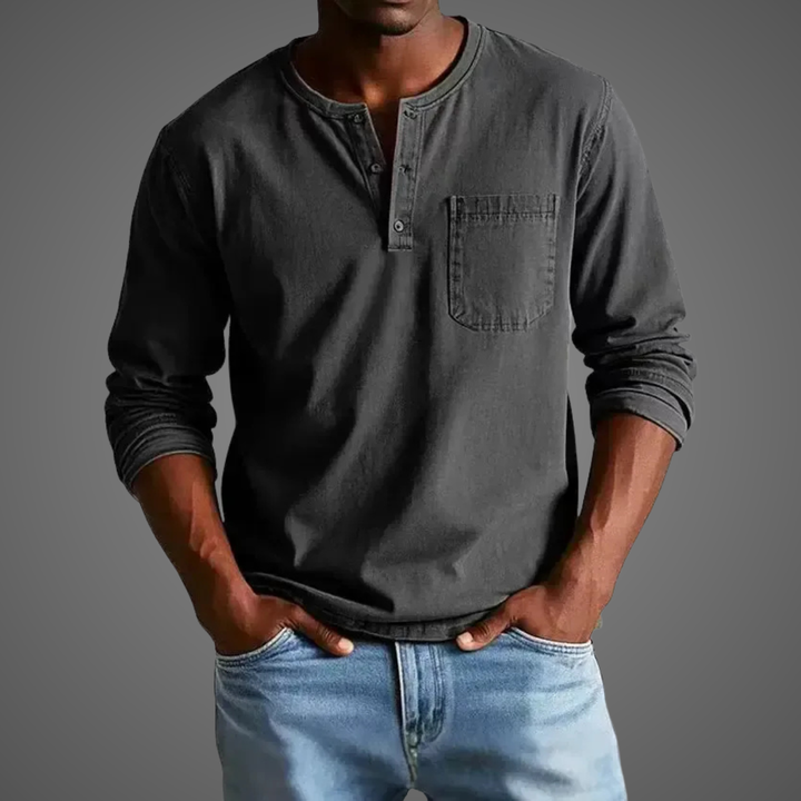 Jonah | Men’s Long-Sleeve Henley Shirt with Chest Pocket