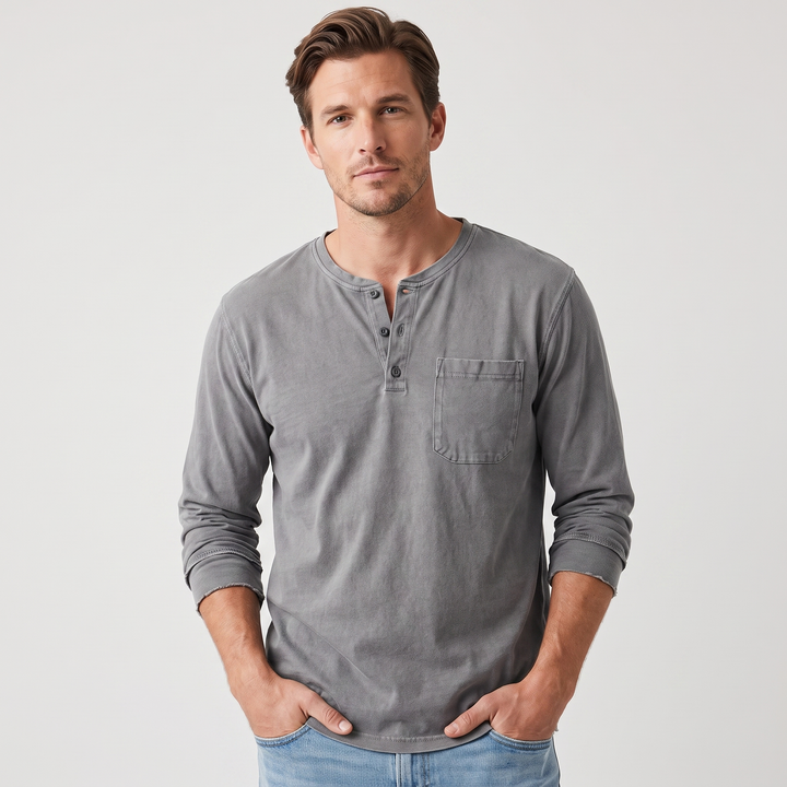 Jonah | Men’s Long-Sleeve Henley Shirt with Chest Pocket