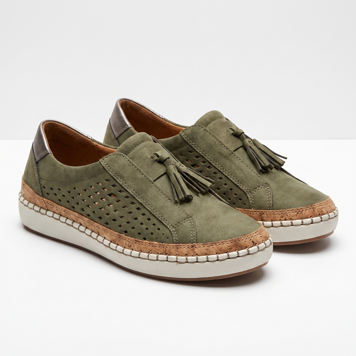 Maren | Women’s Perforated Slip-On Shoes with Tassel Detail