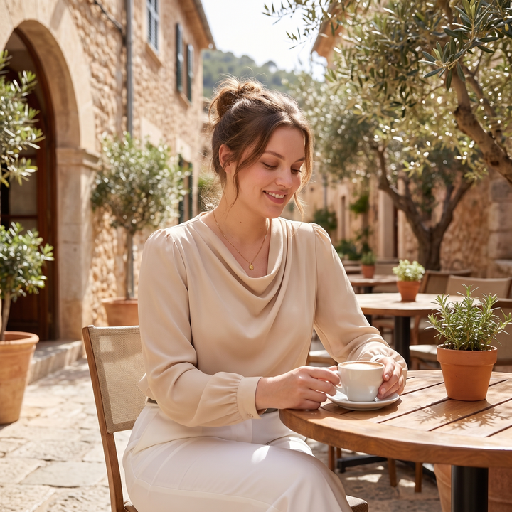 Camille | Women’s Blouse Featuring an Asymmetric Elegant Folded Neck