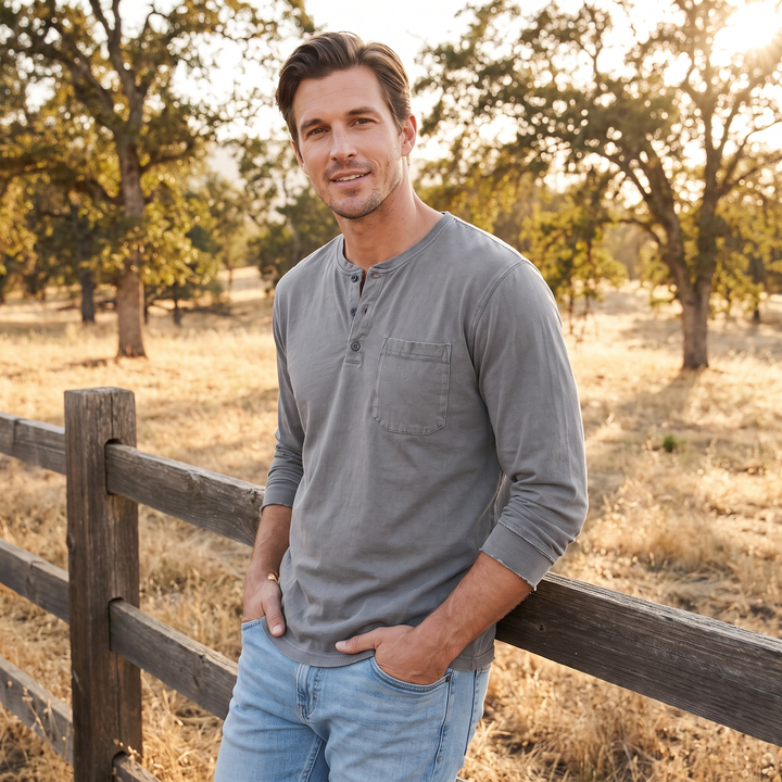 Jonah | Men’s Long-Sleeve Henley Shirt with Chest Pocket