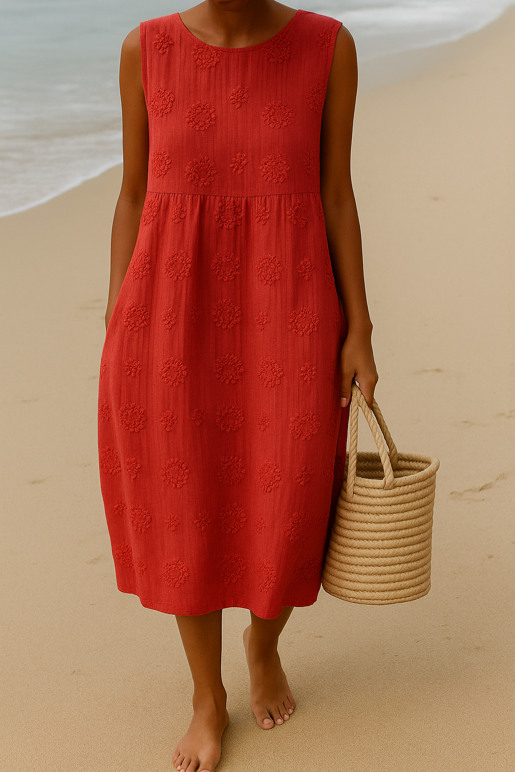 Dahlia | Women’s Embroidered Sleeveless Midi Dress