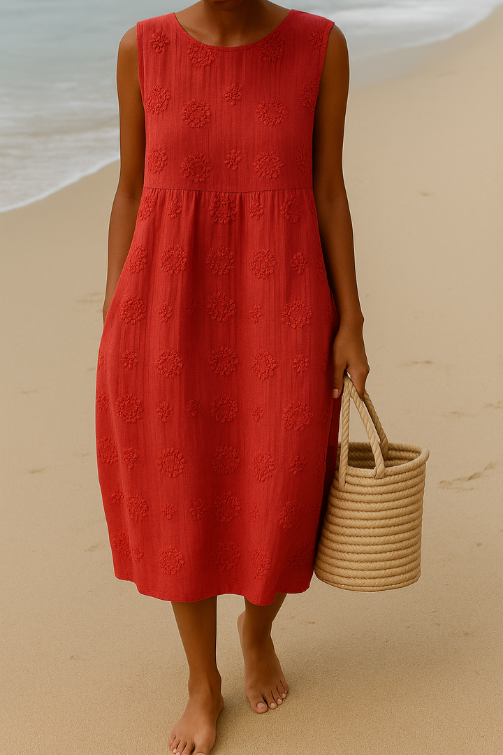 Dahlia | Women’s Embroidered Sleeveless Midi Dress