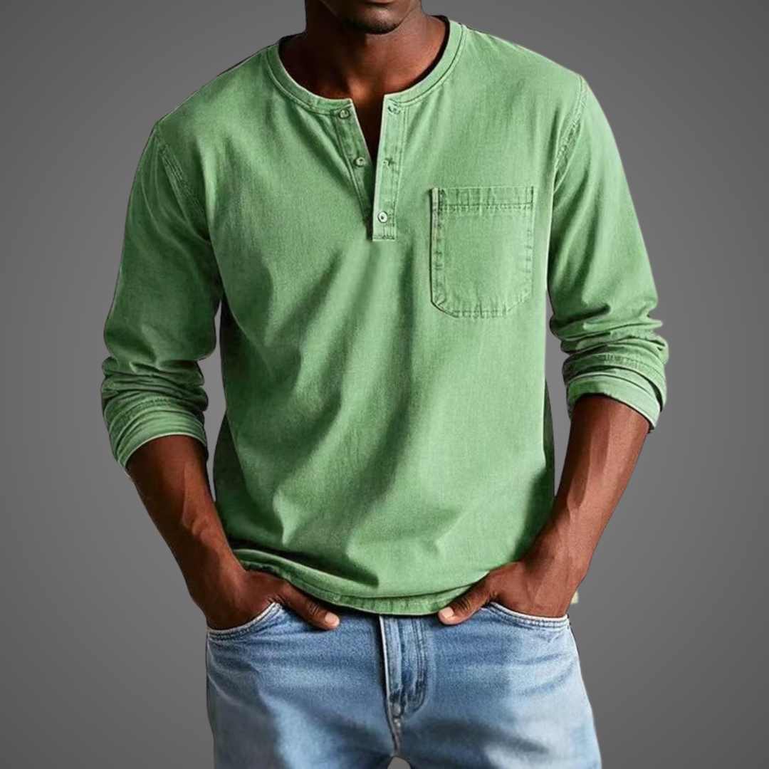 Jonah | Men’s Long-Sleeve Henley Shirt with Chest Pocket