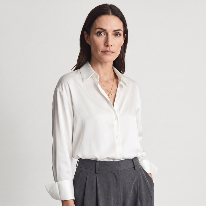 Mara | Women’s Button-Up Blouse in a Lustrous Finish