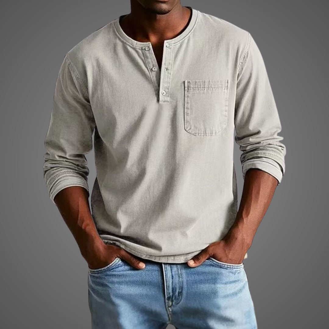 Jonah | Men’s Long-Sleeve Henley Shirt with Chest Pocket