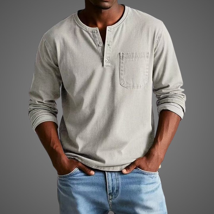 Jonah | Men’s Long-Sleeve Henley Shirt with Chest Pocket