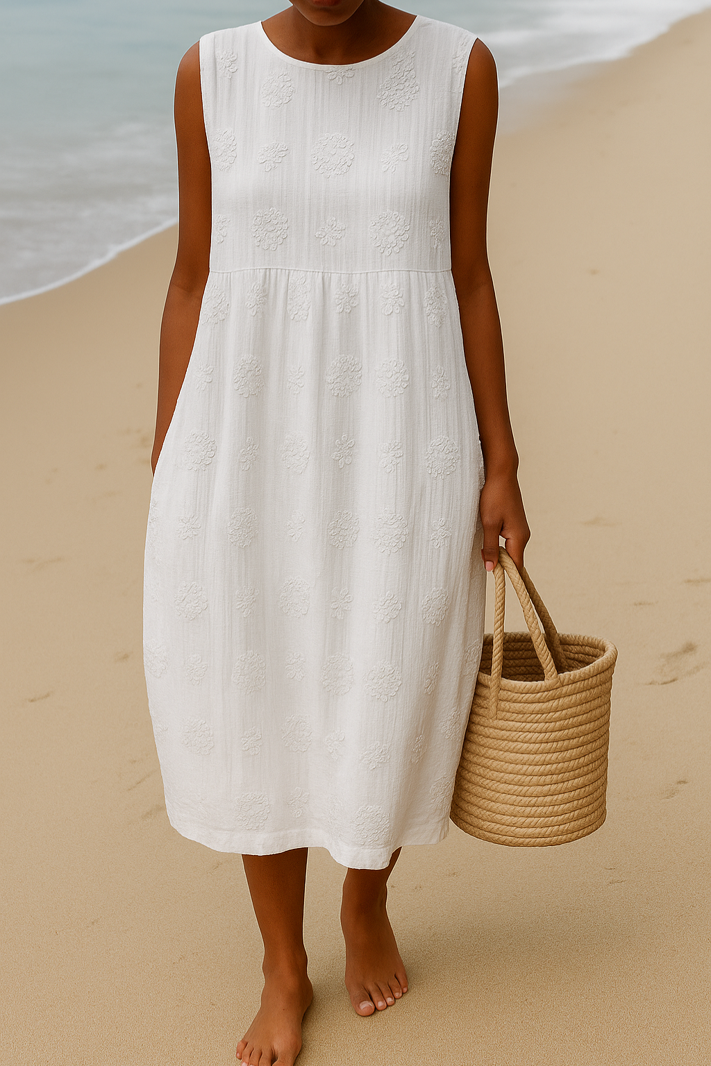 Dahlia | Women’s Embroidered Sleeveless Midi Dress