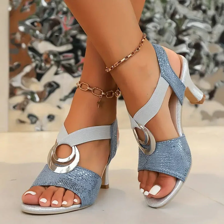 Celeste | Women’s Metallic Accent Slingback Heels