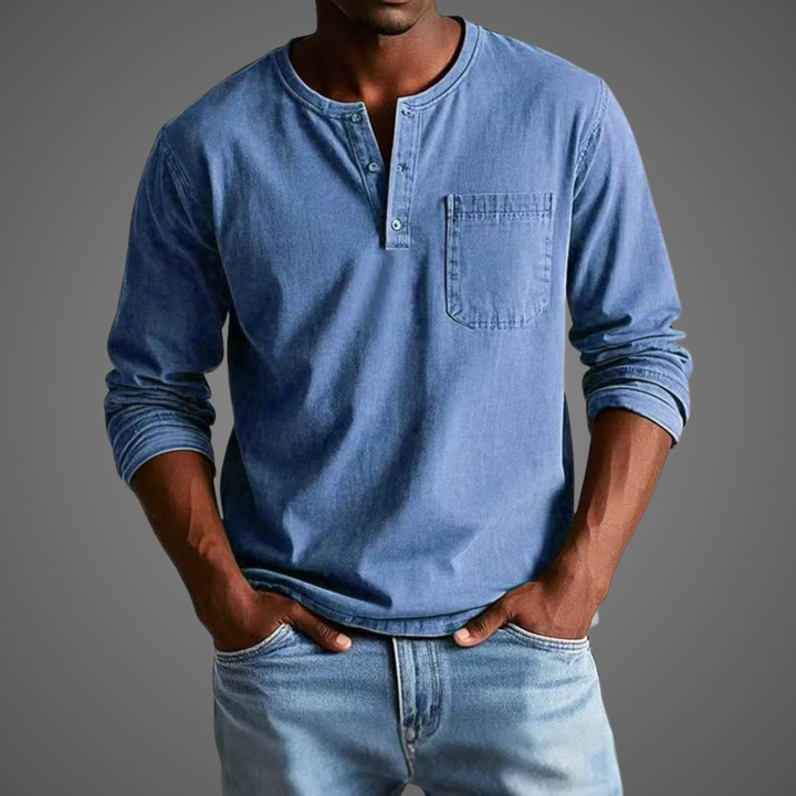 Jonah | Men’s Long-Sleeve Henley Shirt with Chest Pocket