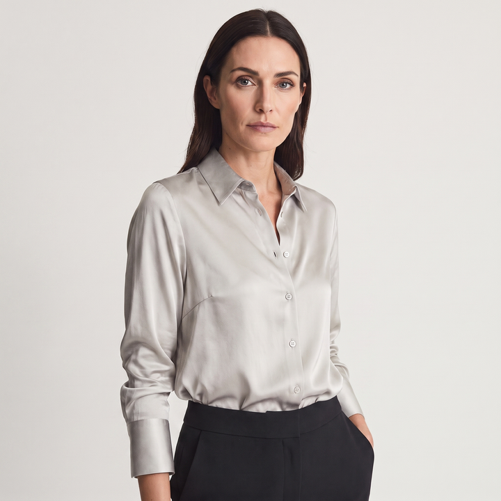 Mara | Women’s Button-Up Blouse in a Lustrous Finish