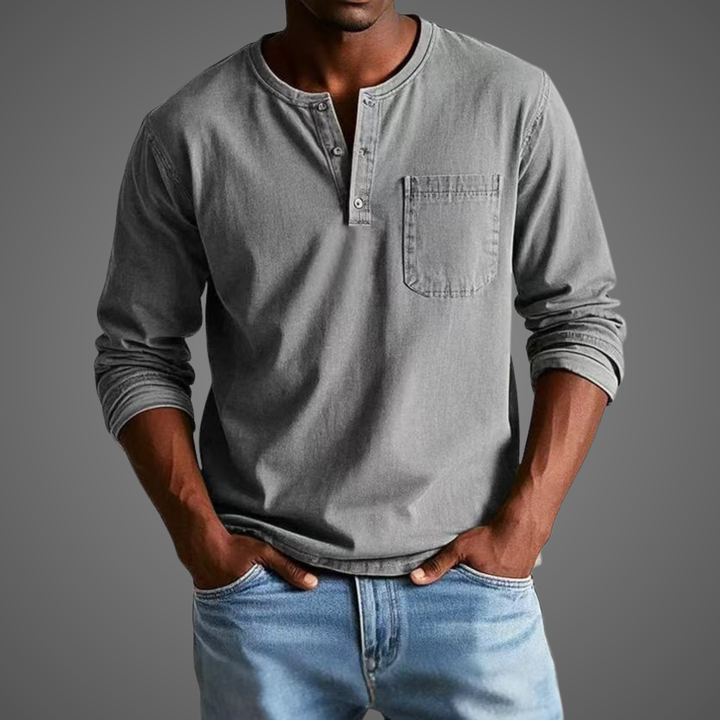 Jonah | Men’s Long-Sleeve Henley Shirt with Chest Pocket