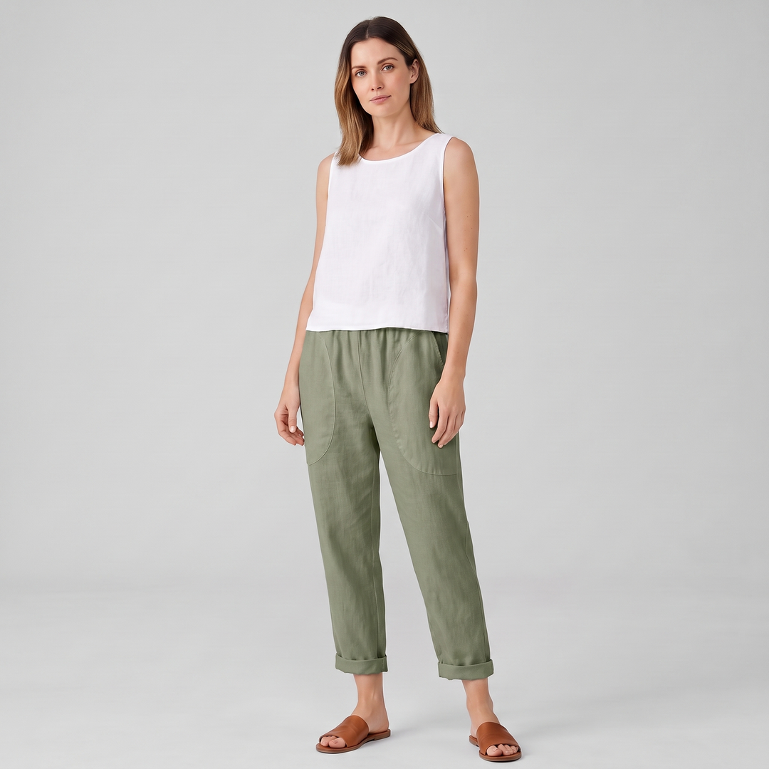 Nora | Women’s Cropped Pull-On Pants with Rolled-Up Edges