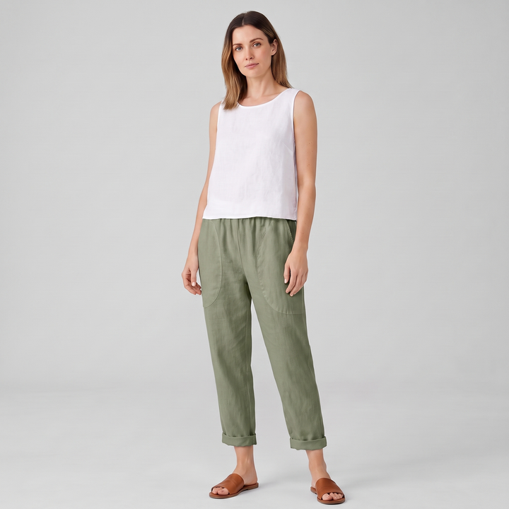 Nora | Women’s Cropped Pull-On Pants with Rolled-Up Edges