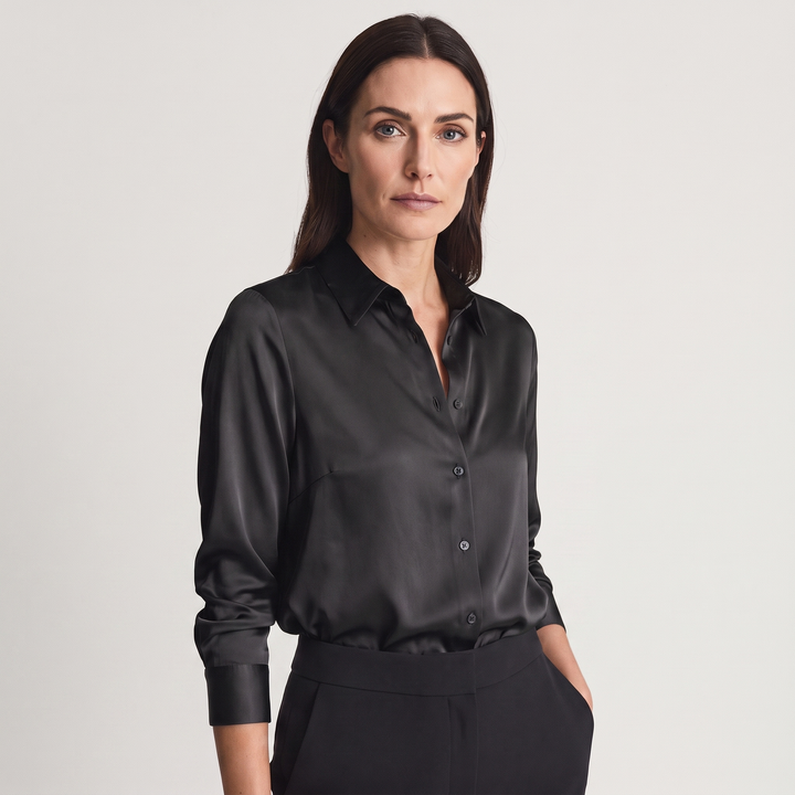 Mara | Women’s Button-Up Blouse in a Lustrous Finish