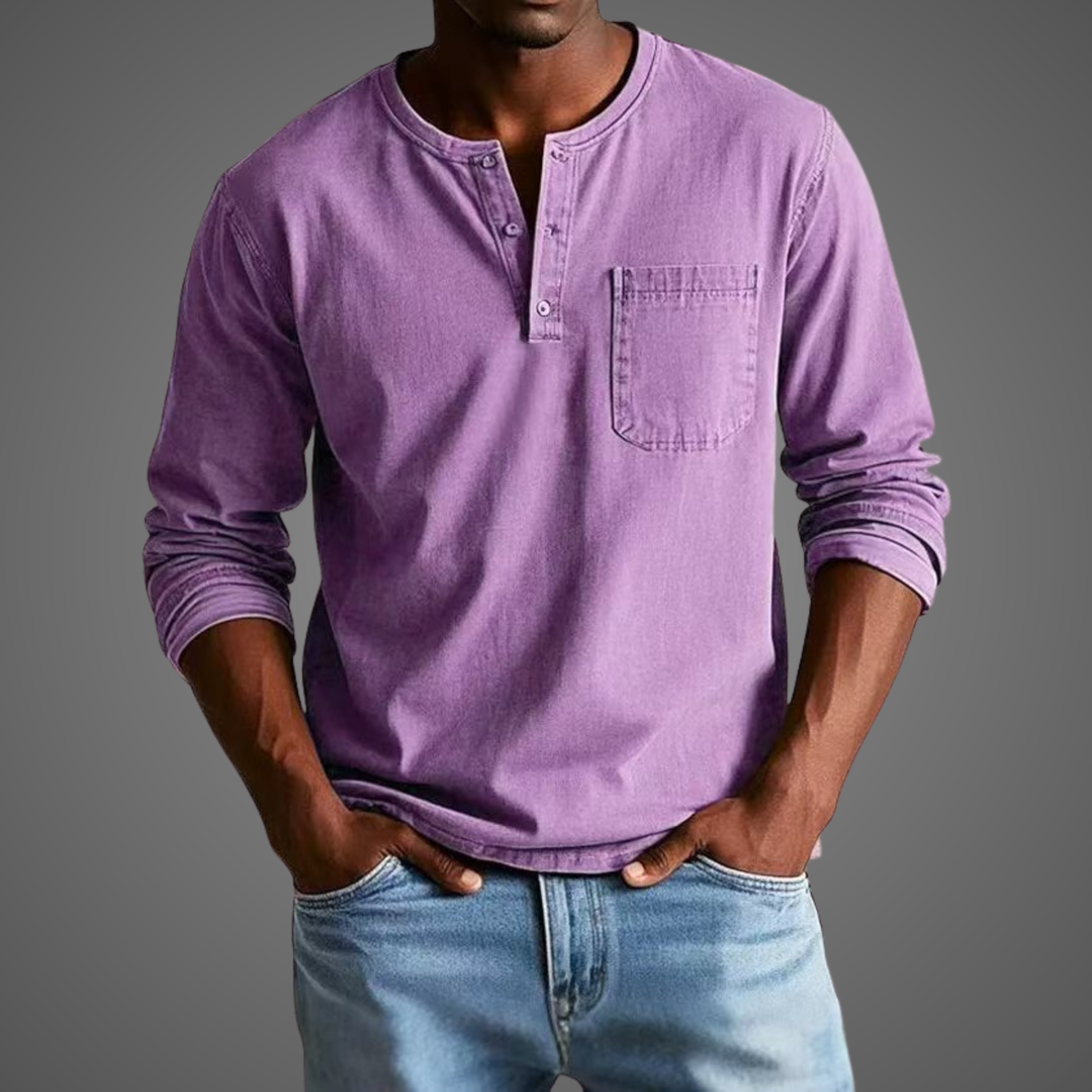 Jonah | Men’s Long-Sleeve Henley Shirt with Chest Pocket
