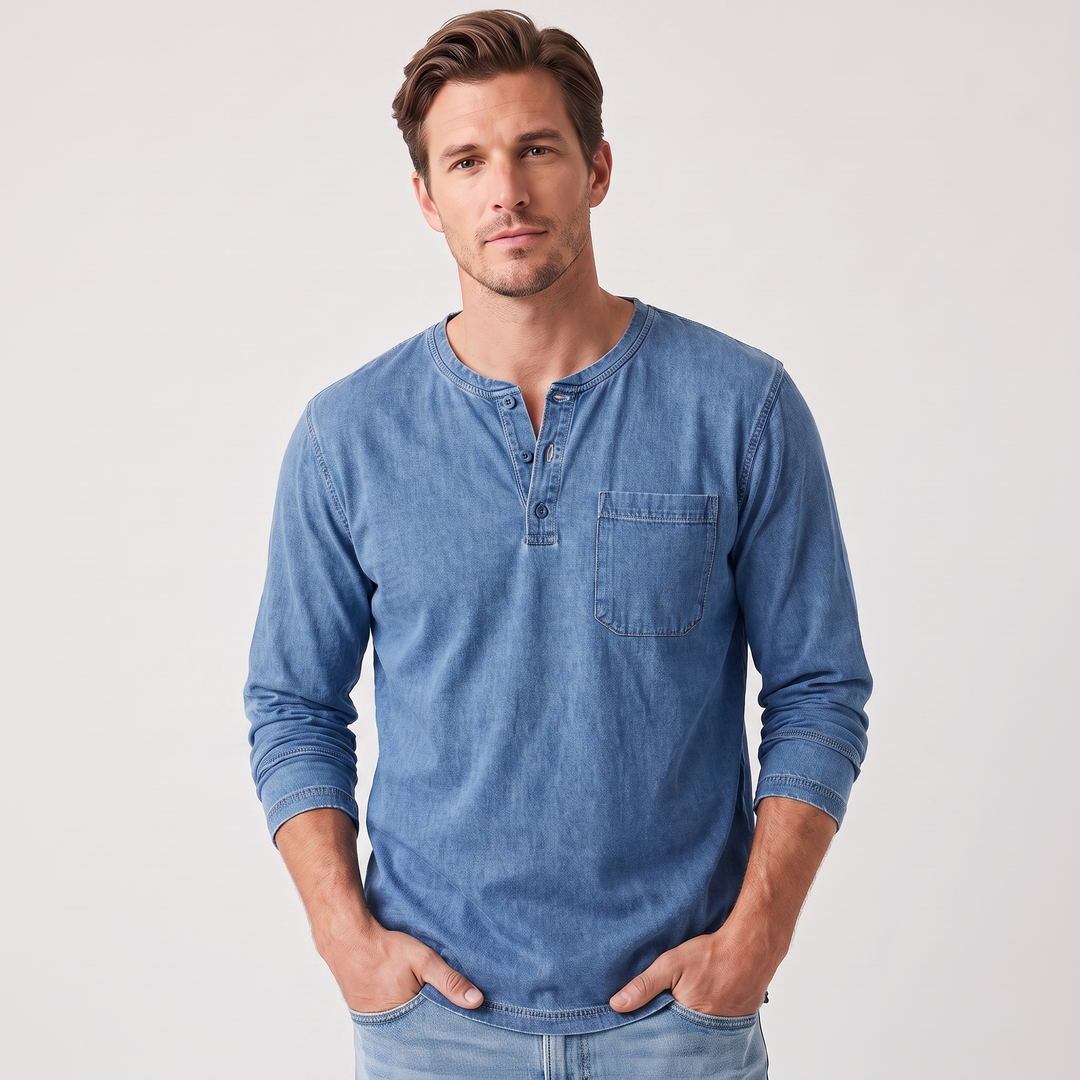 Jonah | Men’s Long-Sleeve Henley Shirt with Chest Pocket