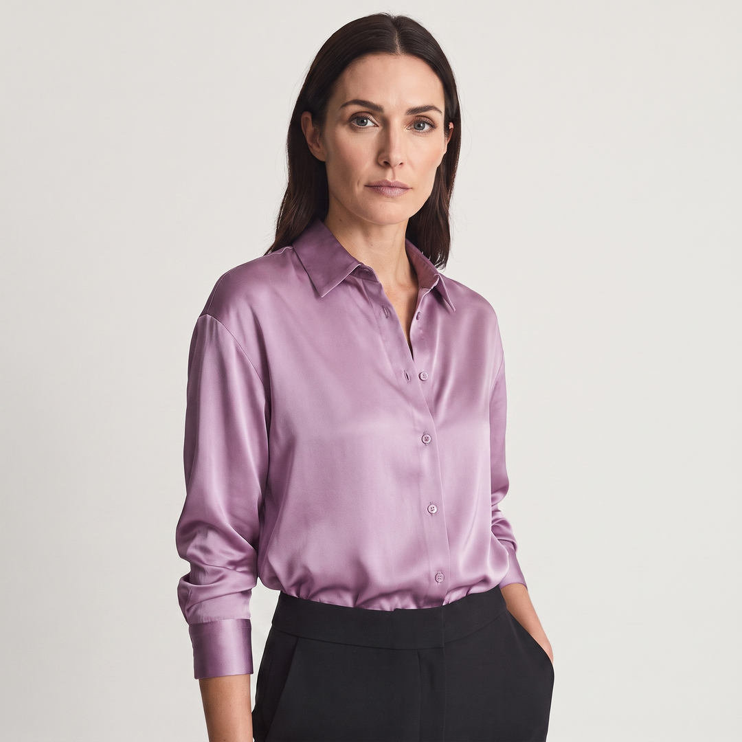 Mara | Women’s Button-Up Blouse in a Lustrous Finish
