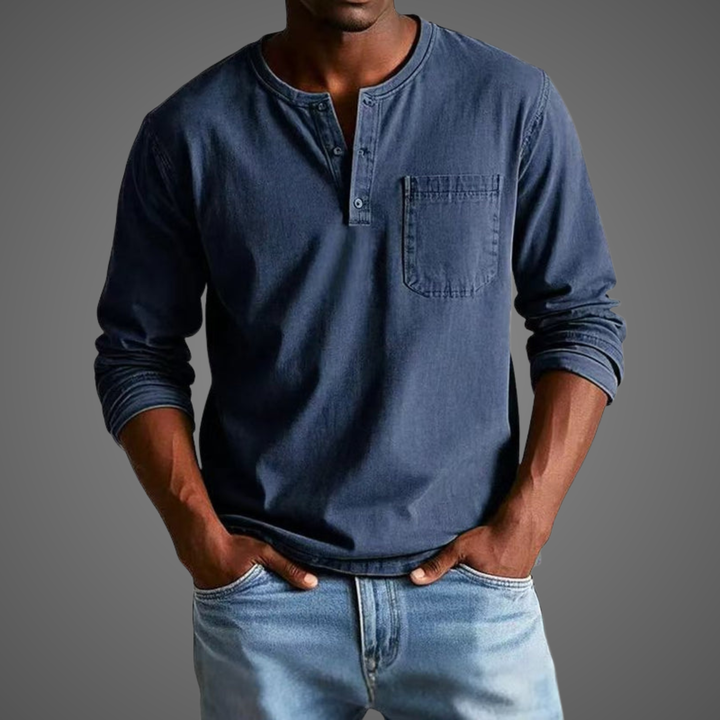 Jonah | Men’s Long-Sleeve Henley Shirt with Chest Pocket