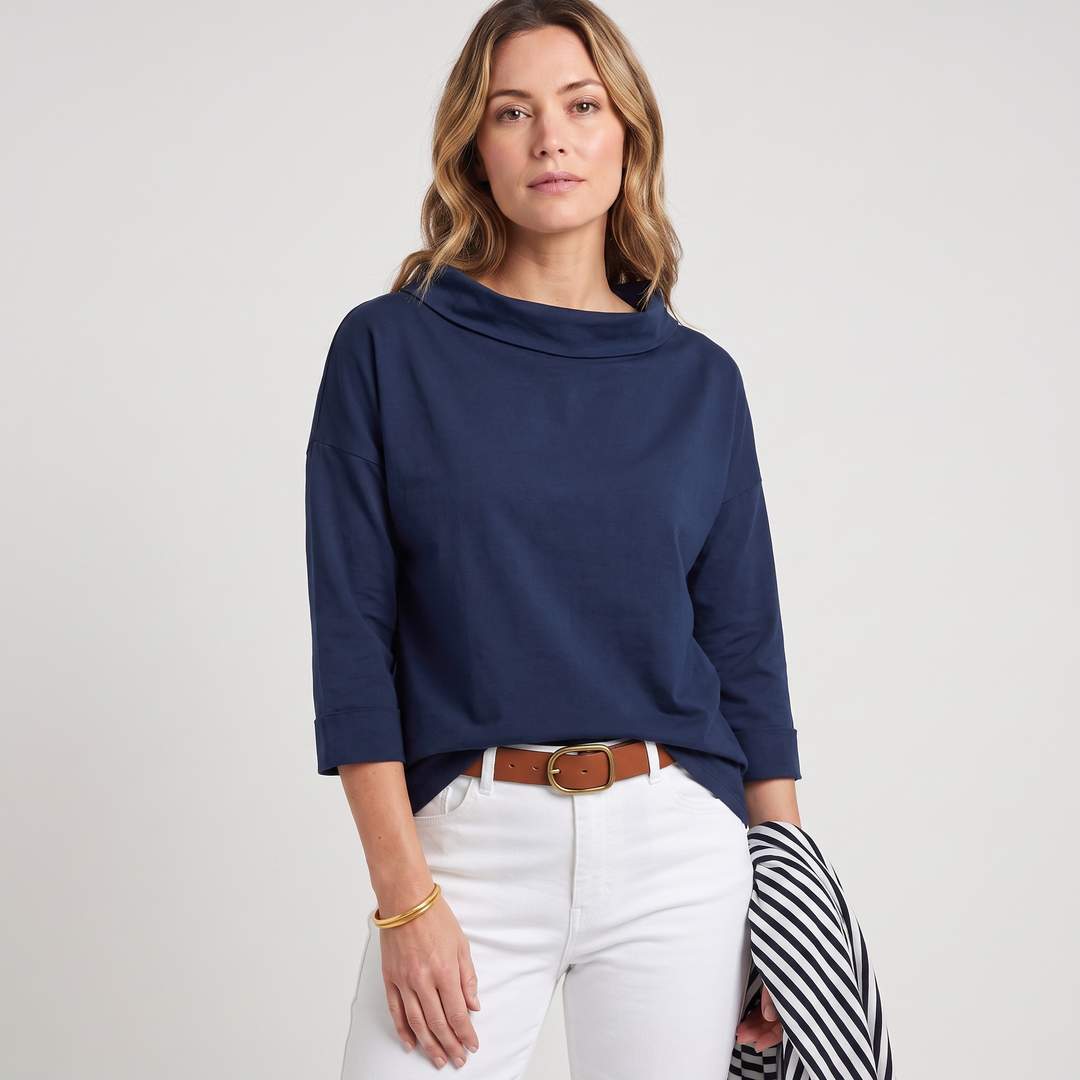 Elise | Women’s Top Featuring a Wide Folded Neckline