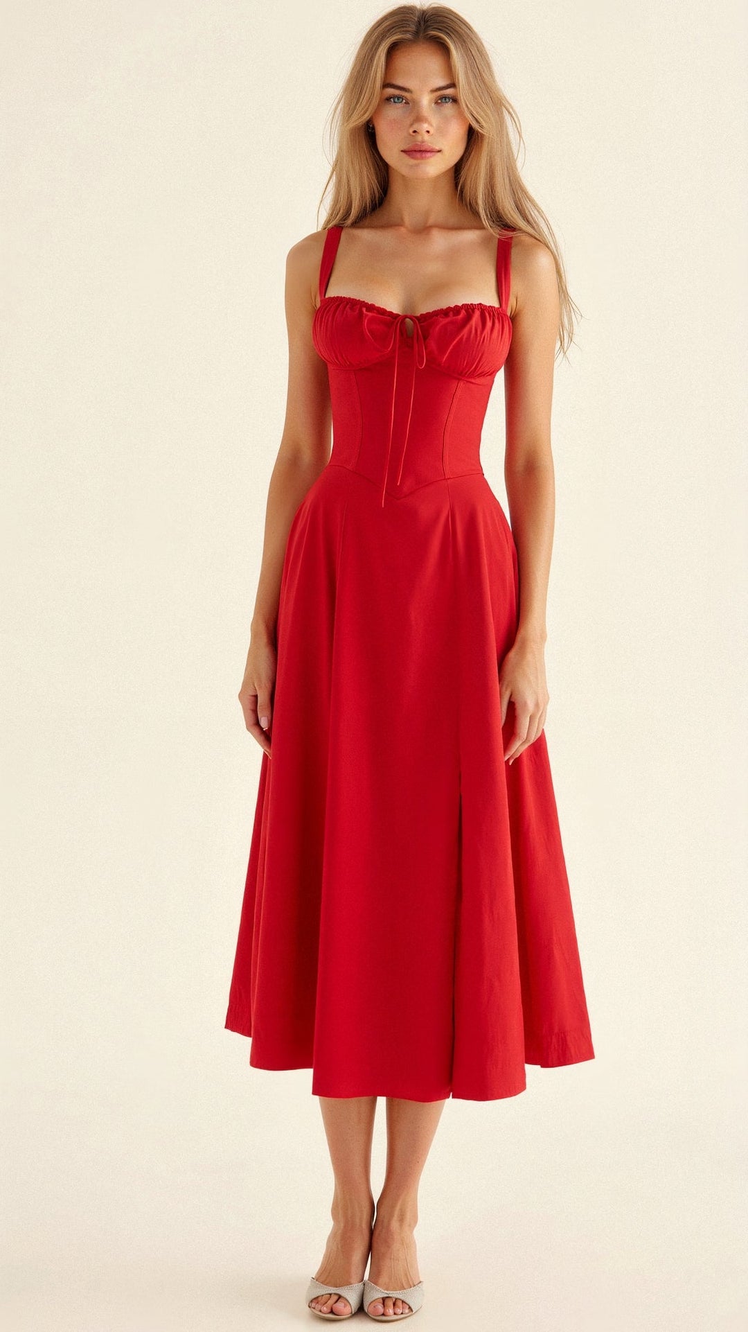 Rosalie | Women’s Floral Midi Dress with Ruched Bust