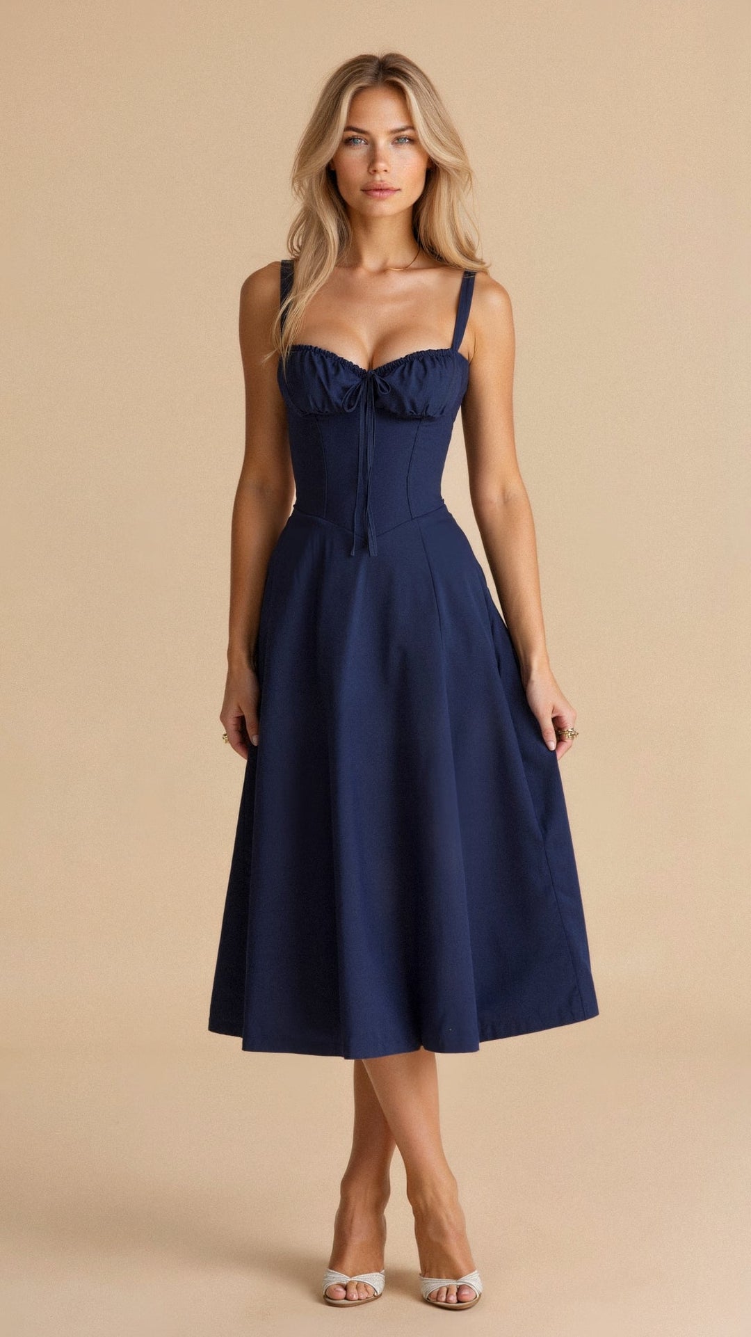 Rosalie | Women’s Floral Midi Dress with Ruched Bust