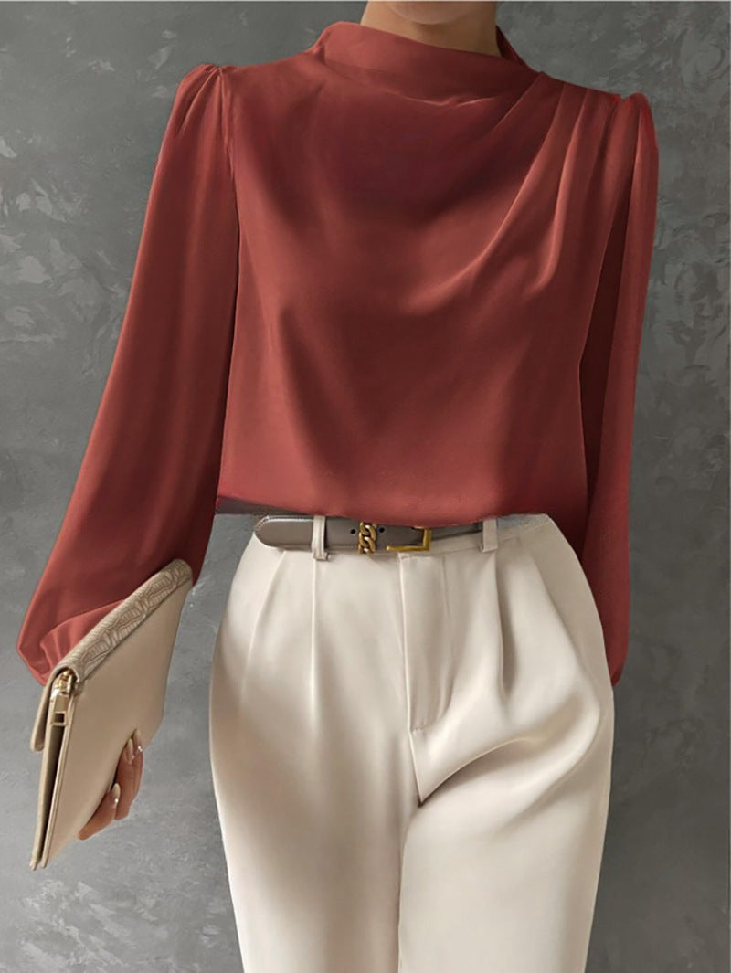 Camille | Women’s Blouse Featuring an Asymmetric Elegant Folded Neck