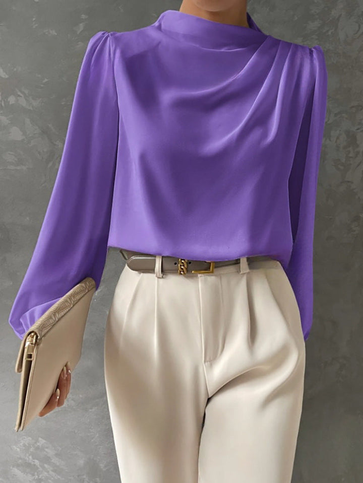 Camille | Women’s Blouse Featuring an Asymmetric Elegant Folded Neck