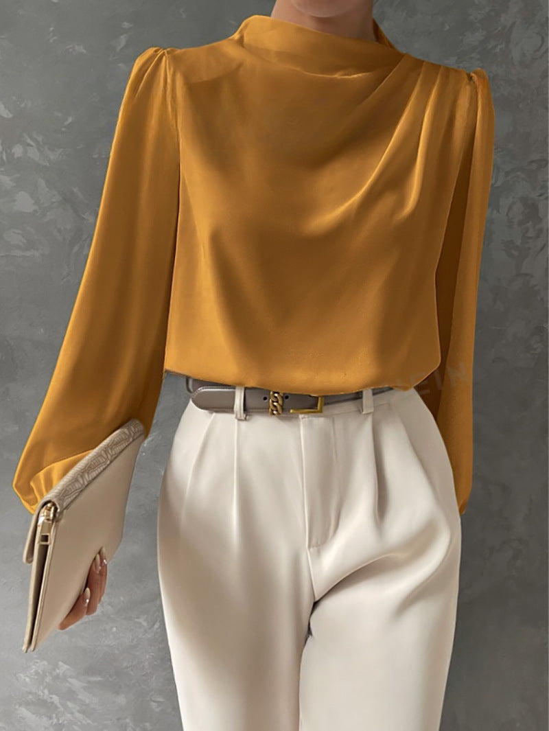 Camille | Women’s Blouse Featuring an Asymmetric Elegant Folded Neck