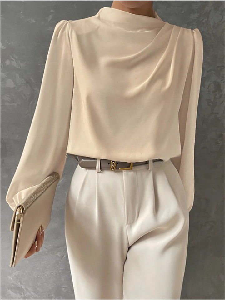 Camille | Women’s Blouse Featuring an Asymmetric Elegant Folded Neck