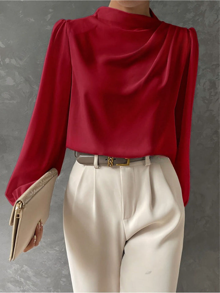 Camille | Women’s Blouse Featuring an Asymmetric Elegant Folded Neck