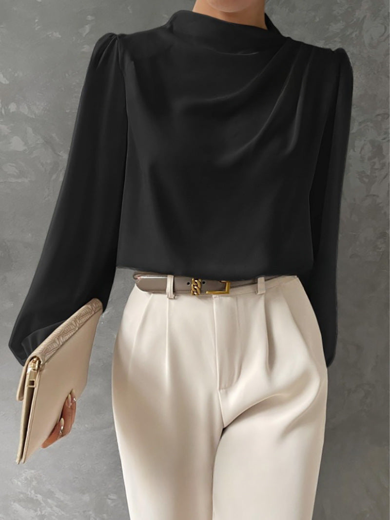 Camille | Women’s Blouse Featuring an Asymmetric Elegant Folded Neck