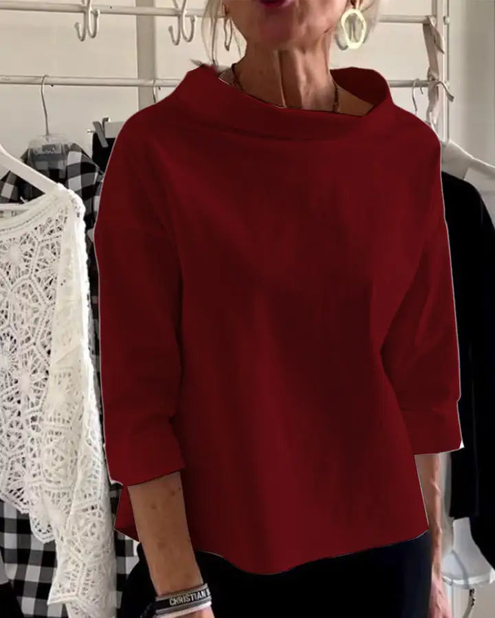 Elise | Women’s Top Featuring a Wide Folded Neckline