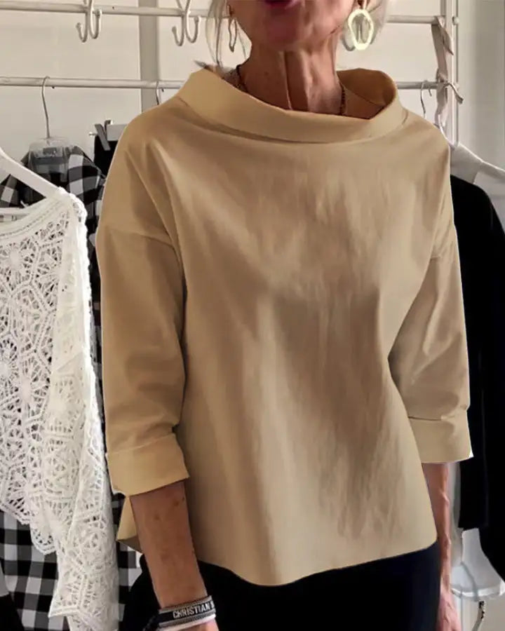 Elise | Women’s Top Featuring a Wide Folded Neckline