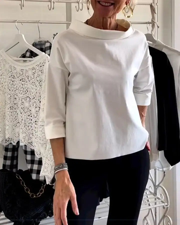 Elise | Women’s Top Featuring a Wide Folded Neckline