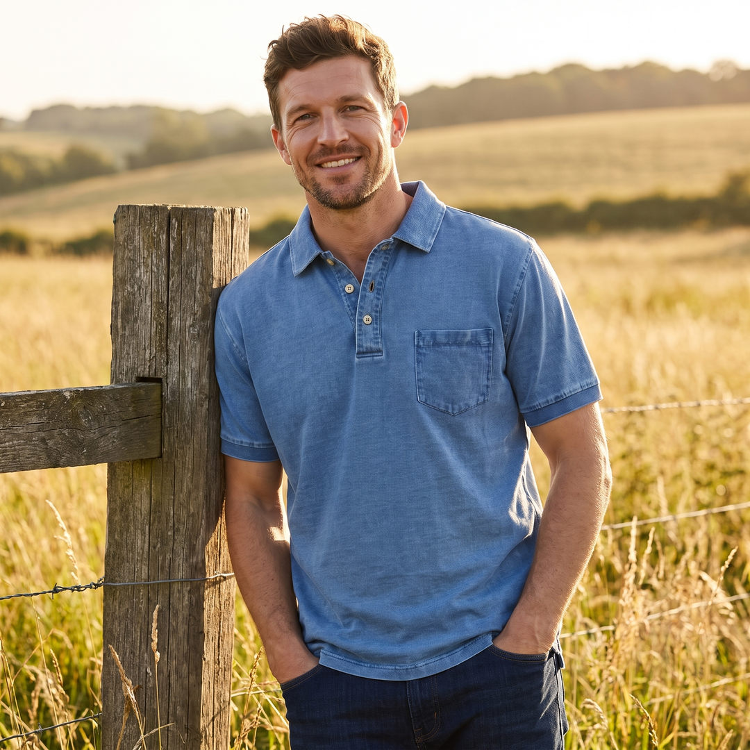 Nolan | Men’s Pocket Polo Shirt in a Washed Finish