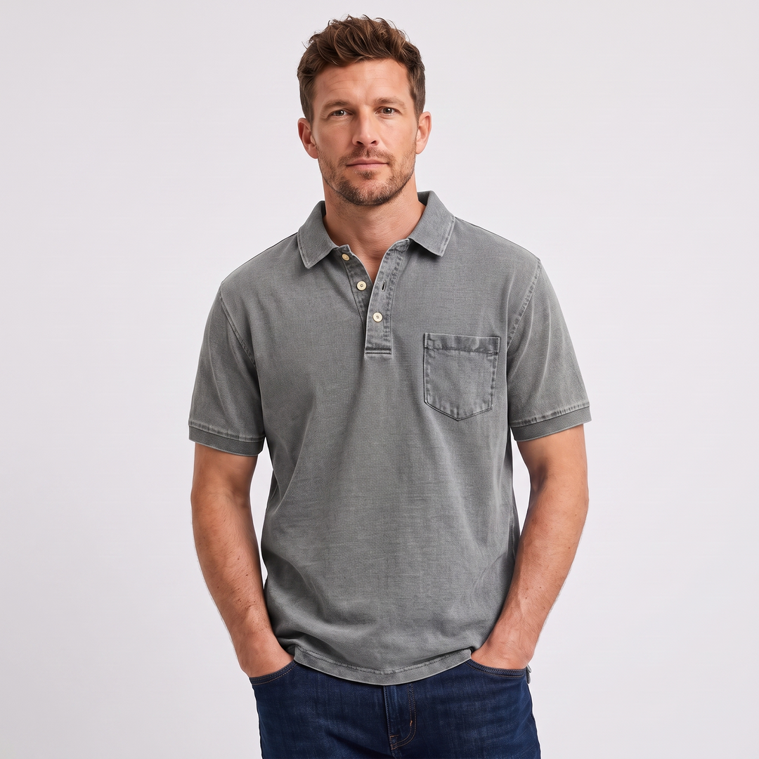Nolan | Men’s Pocket Polo Shirt in a Washed Finish