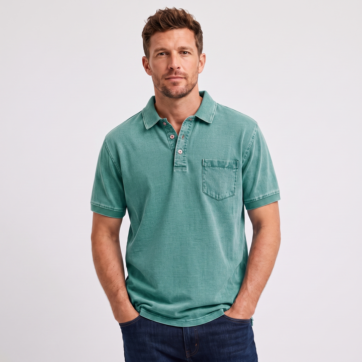 Nolan | Men’s Pocket Polo Shirt in a Washed Finish