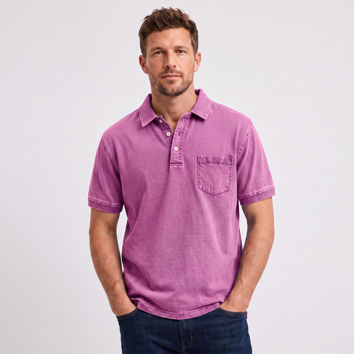 Nolan | Men’s Pocket Polo Shirt in a Washed Finish