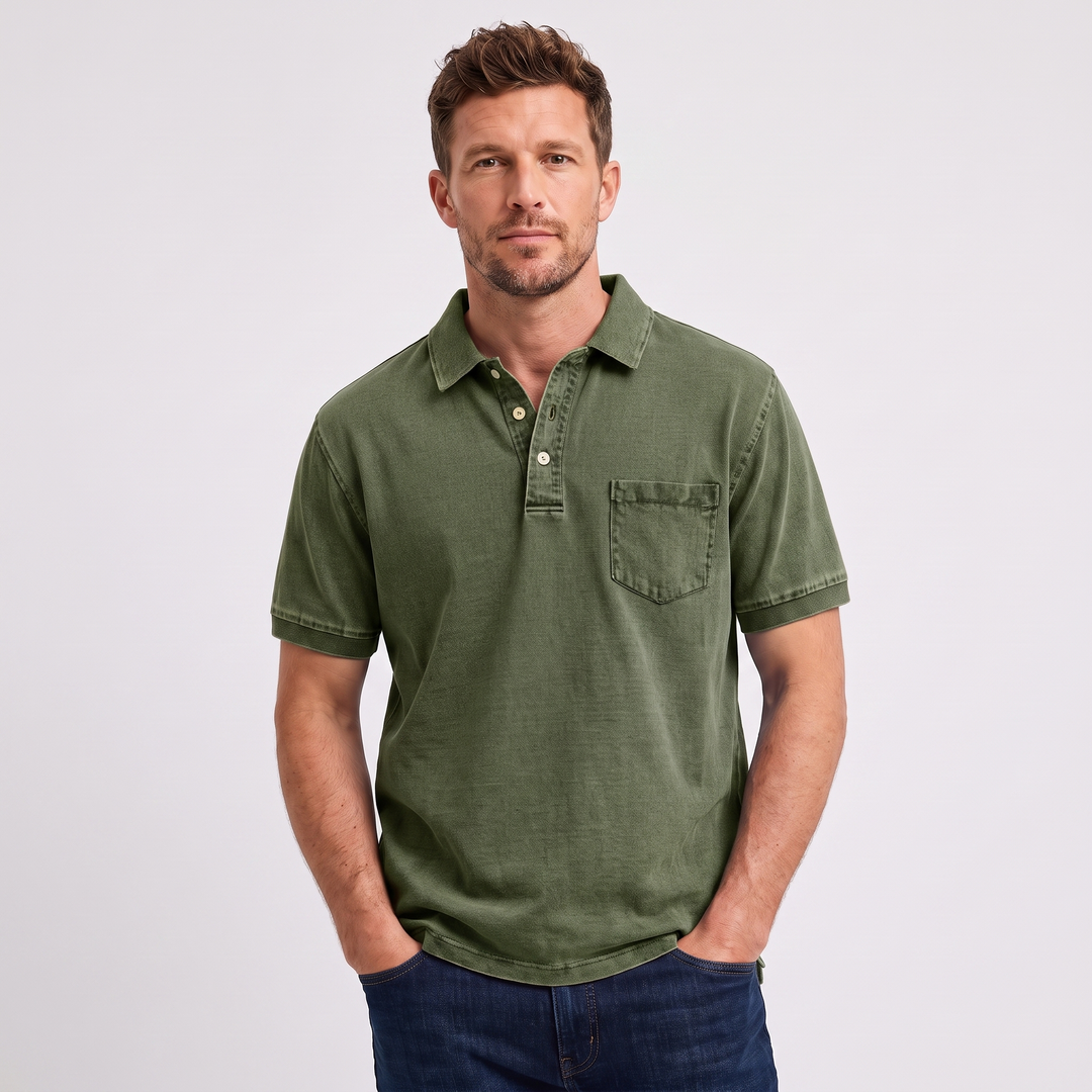 Nolan | Men’s Pocket Polo Shirt in a Washed Finish