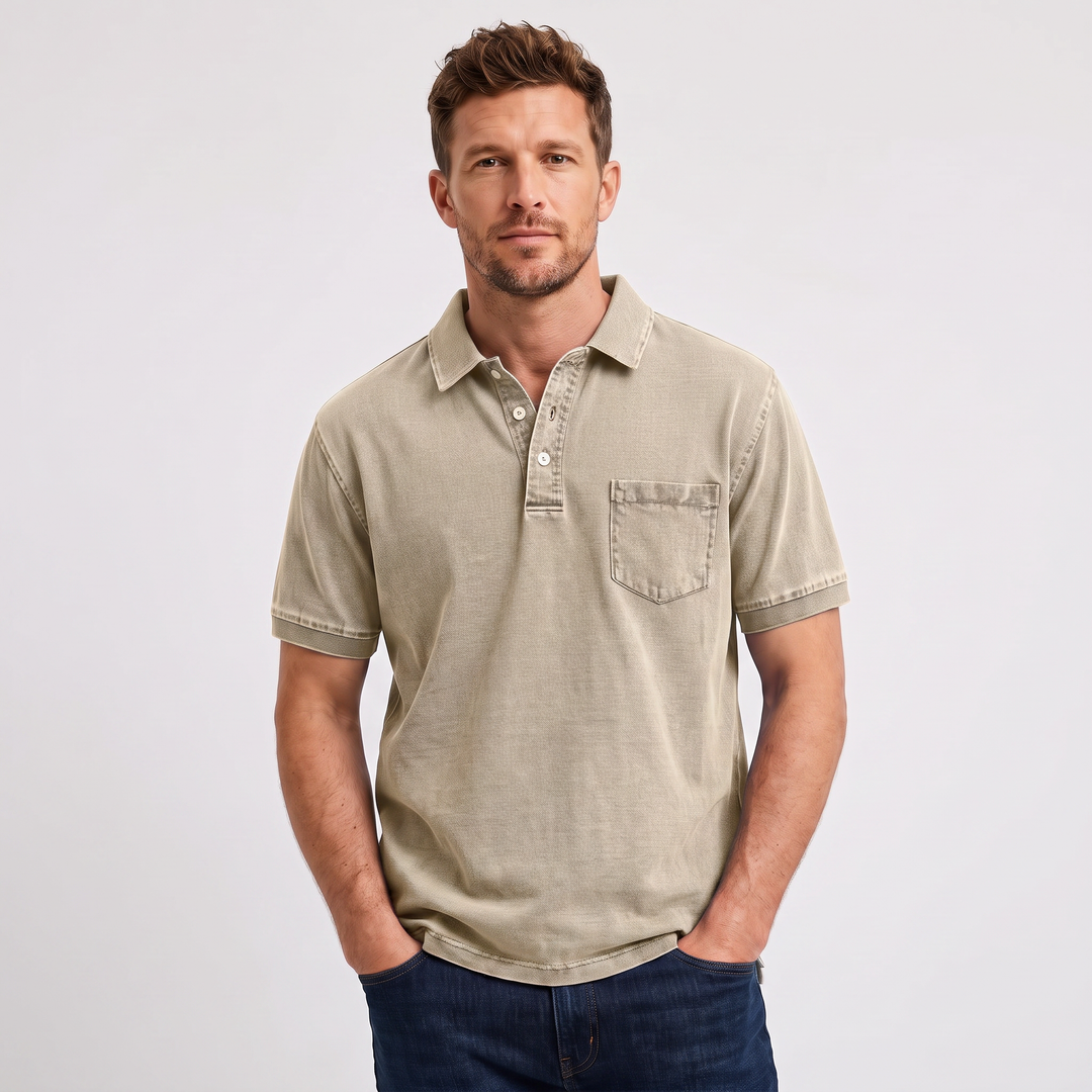 Nolan | Men’s Pocket Polo Shirt in a Washed Finish