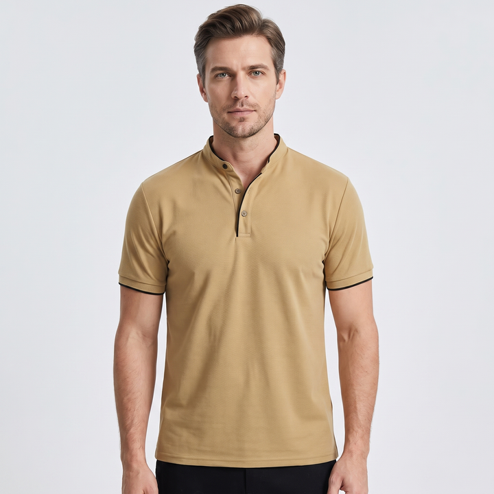 Grant | Men’s Stand-Collar Polo Shirt with Contrast Trim