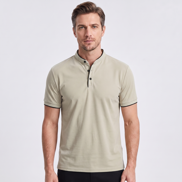 Grant | Men’s Stand-Collar Polo Shirt with Contrast Trim