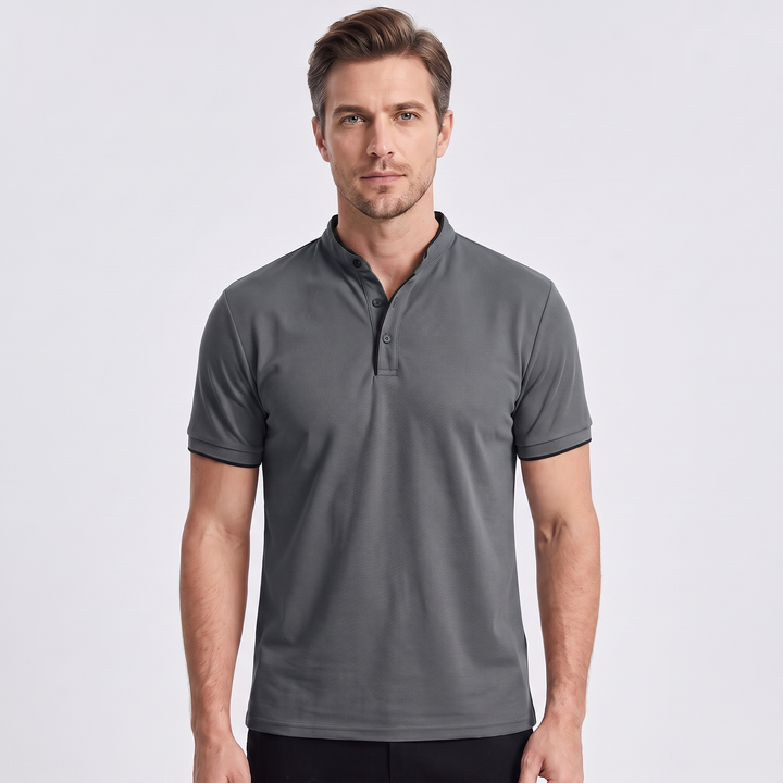 Grant | Men’s Stand-Collar Polo Shirt with Contrast Trim